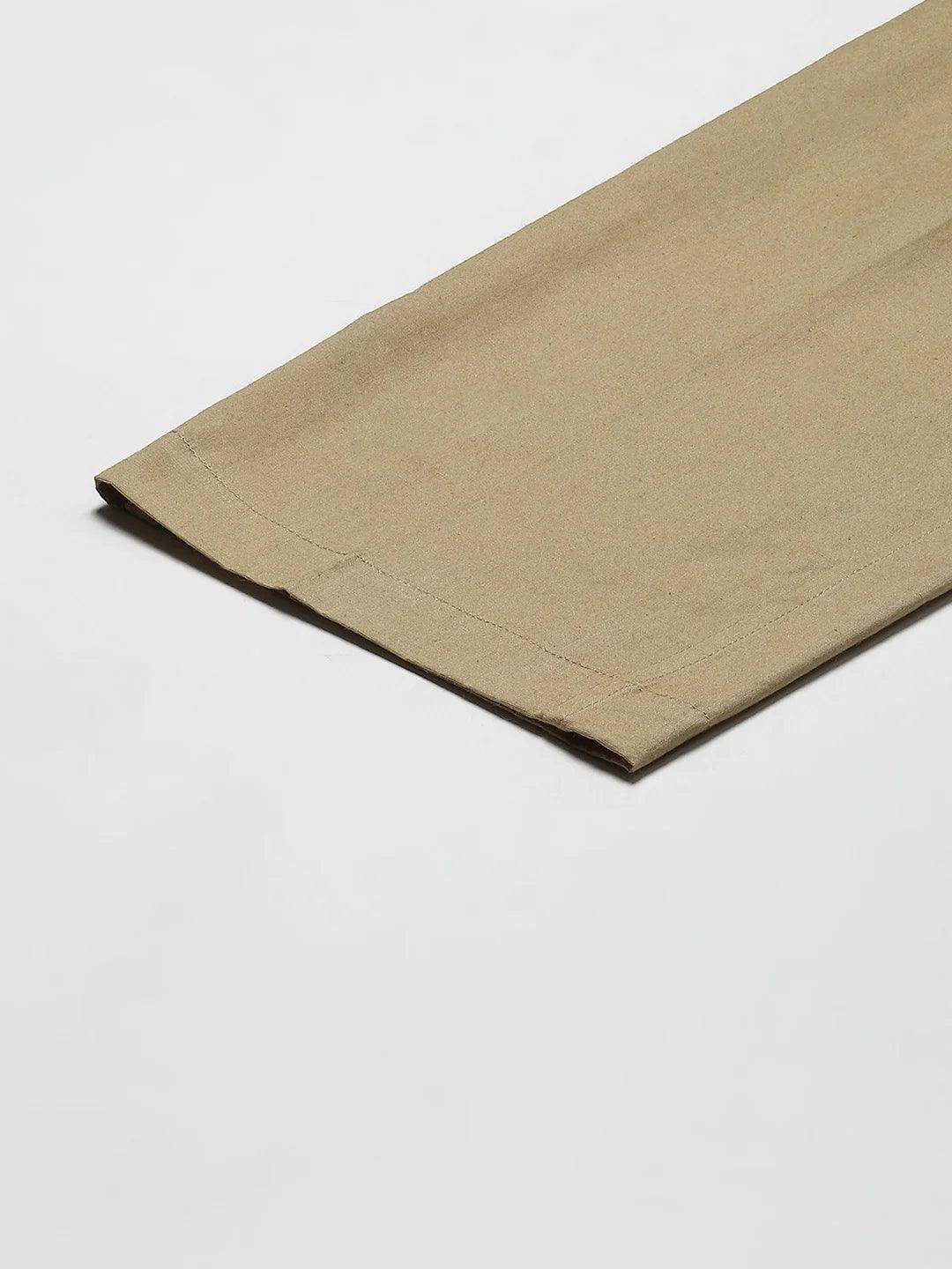 Fabmade Men's Khaki Cotton Linen Pyjama