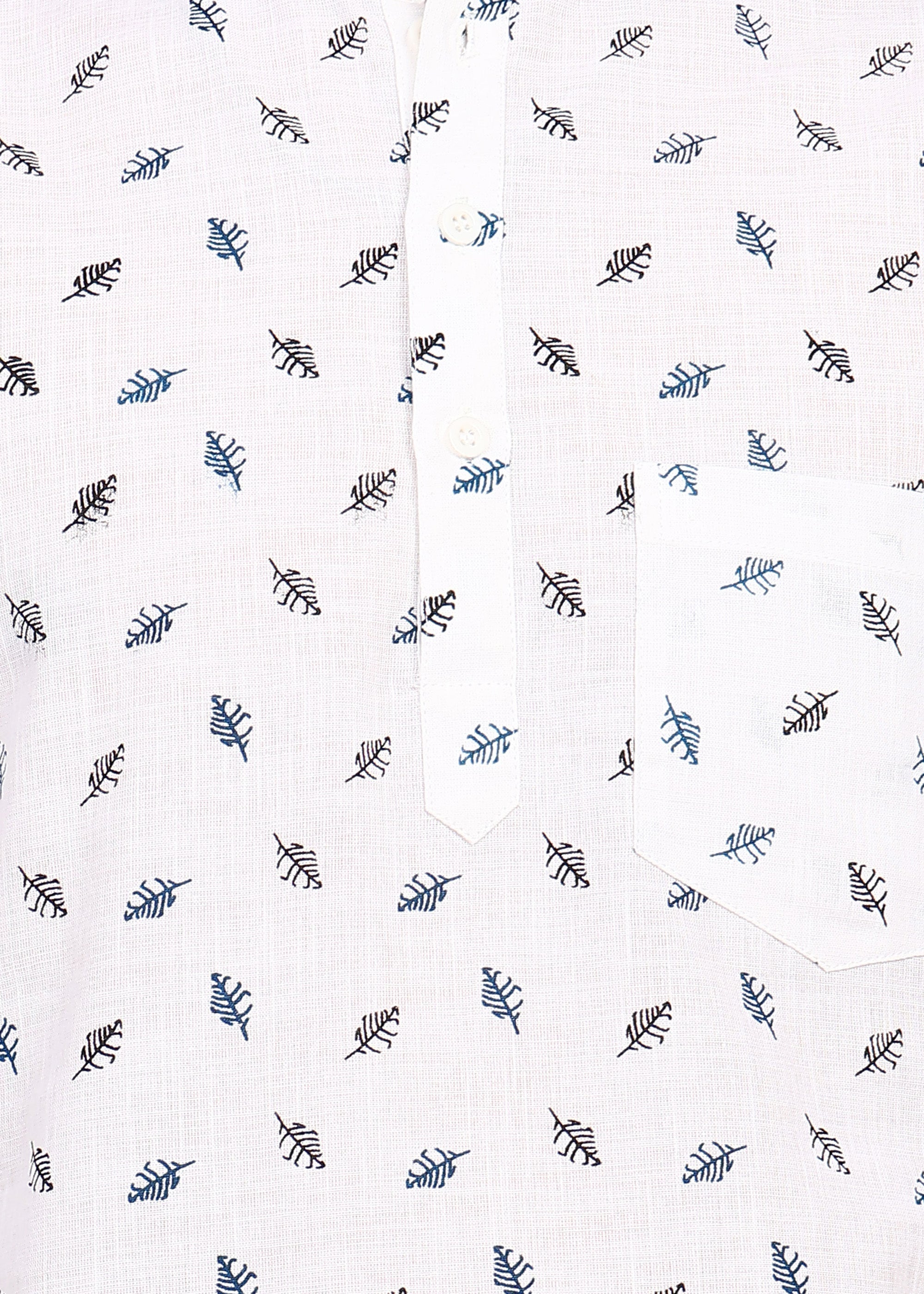 Fabmade Ivory Leaf Linen Kurta - Distacart