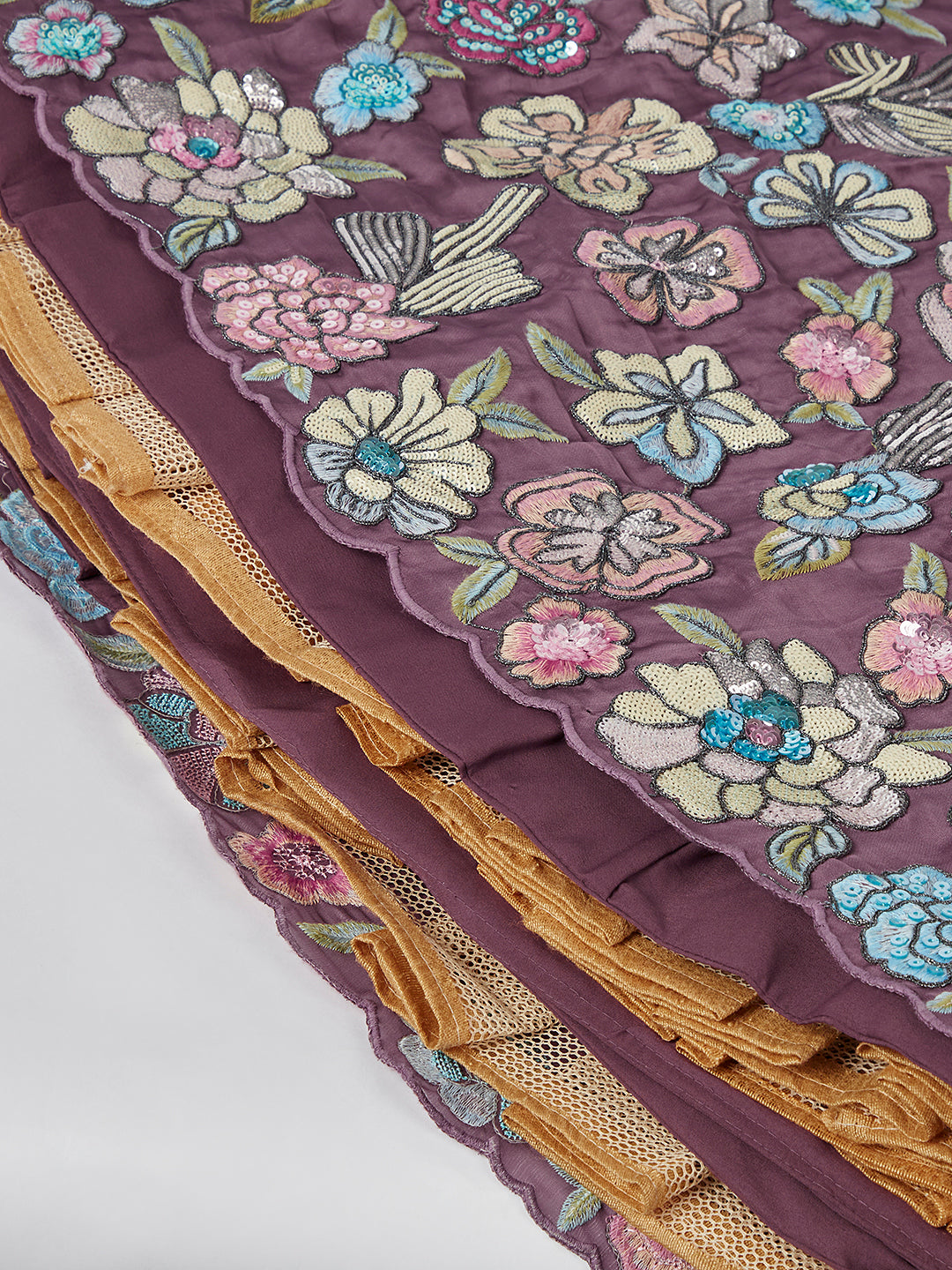 House of Panchhi Lavender Georgette Sequins And Thread Embroidery Lehenga Choli & Dupatta - Distacart