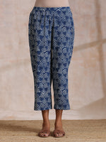 Thumbnail for trueBrowns Indigo Dabu Overall Print Cotton Baggy Sleeve Co-Ord Set - Distacart
