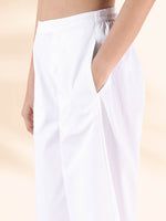 Thumbnail for trueBrowns White Cotton Dobby V-Neck Co-ord Set - Distacart