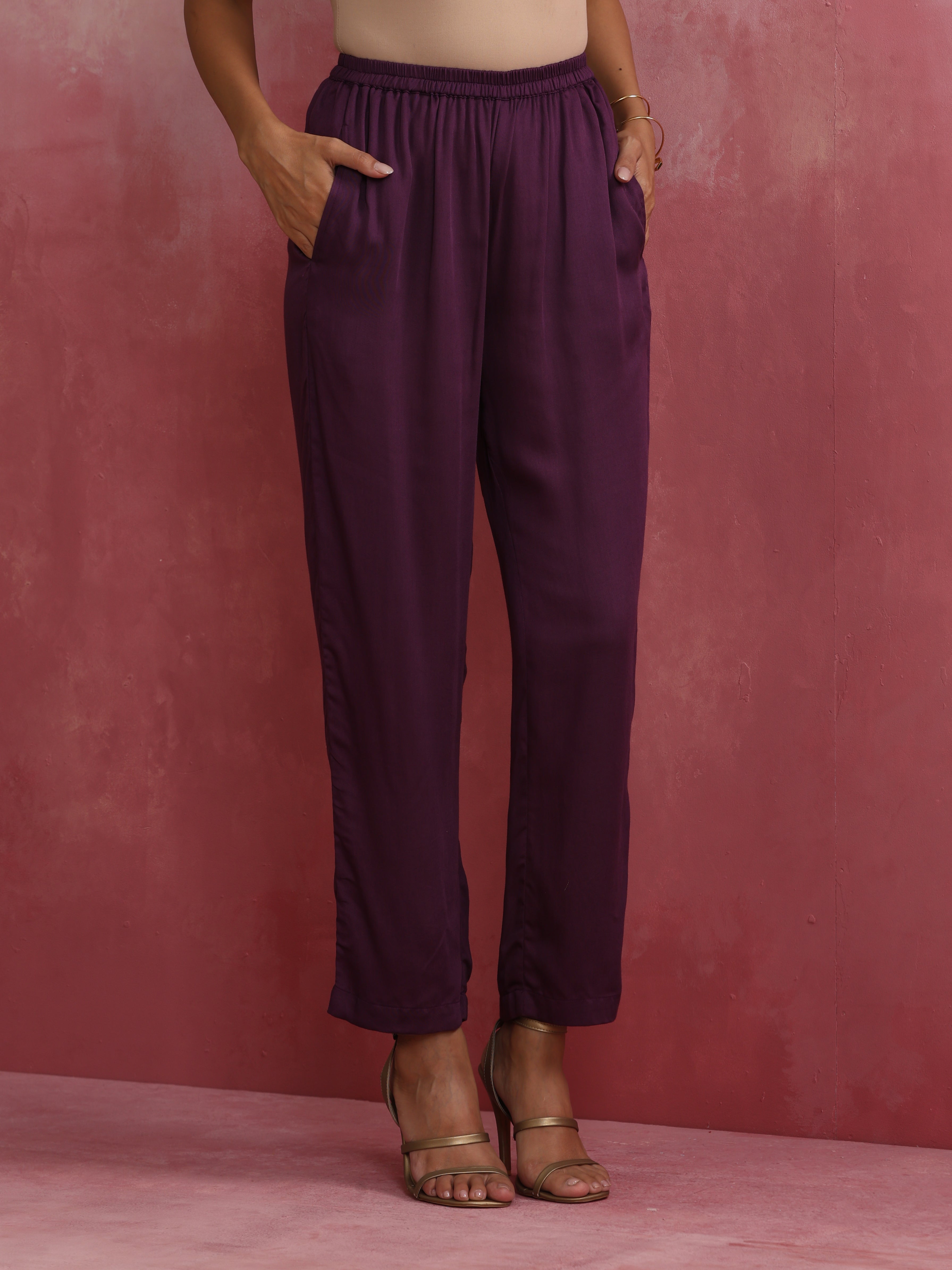 trueBrowns Purple Modal Kurta Co-ord Set
