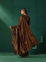 Thumbnail for trueBrowns Black Cotton Gold Lurex Striped Ready to Wear Saree - Distacart