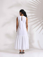 Thumbnail for trueBrowns White Cotton Schiffli Tier Dress - Distacart