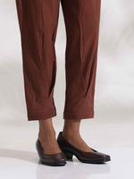 Thumbnail for trueBrowns Brown Cotton Print Pleated Top & Pants Co-ord Set