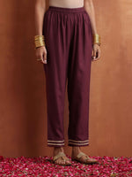 Thumbnail for trueBrowns Maroon Flared Anarkali Kurta Set - Distacart