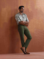 Thumbnail for trueBrowns Men's Off White Printed Short Kurta