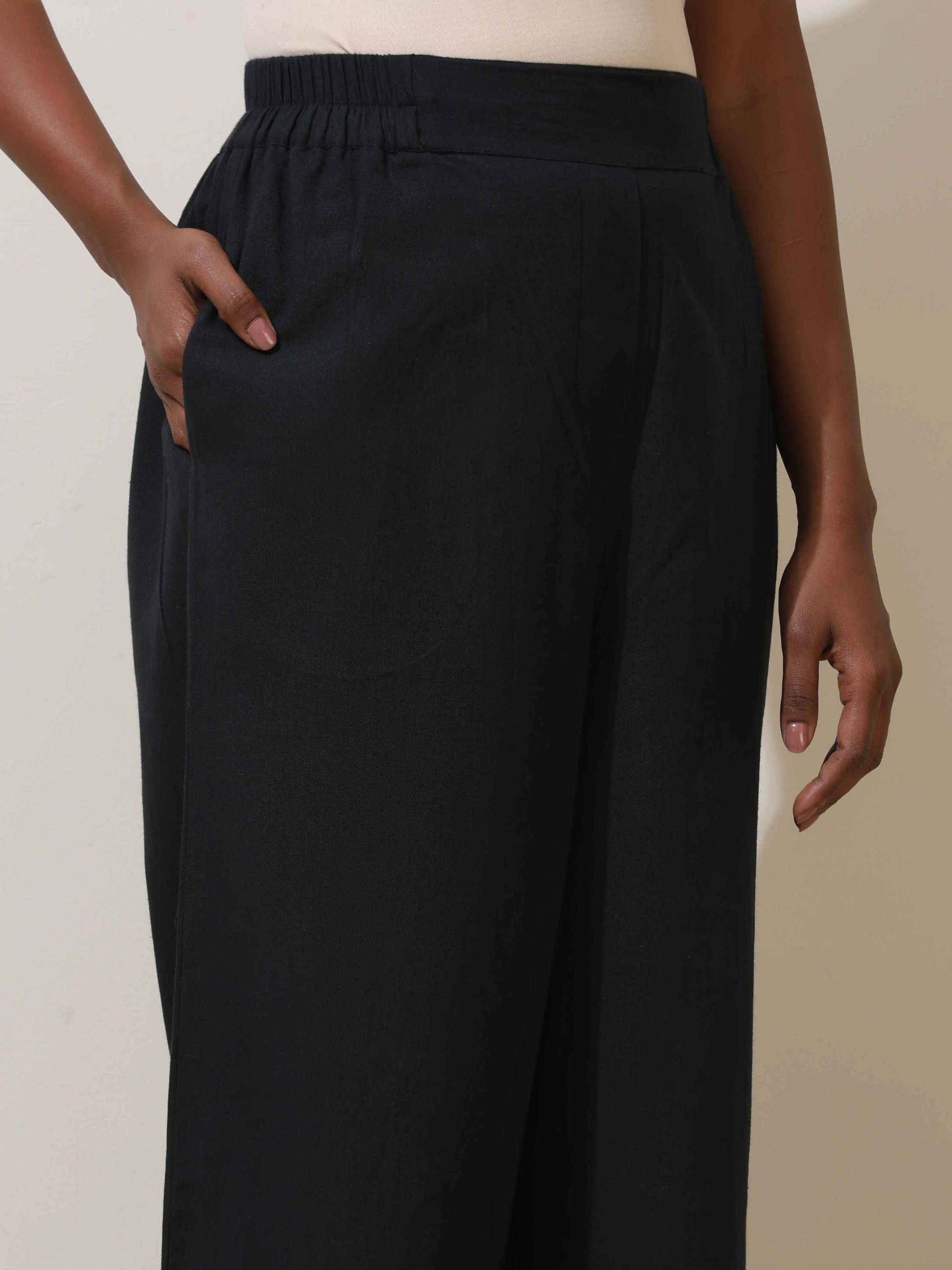 trueBrowns Black Cotton Linen Co-Ord Set