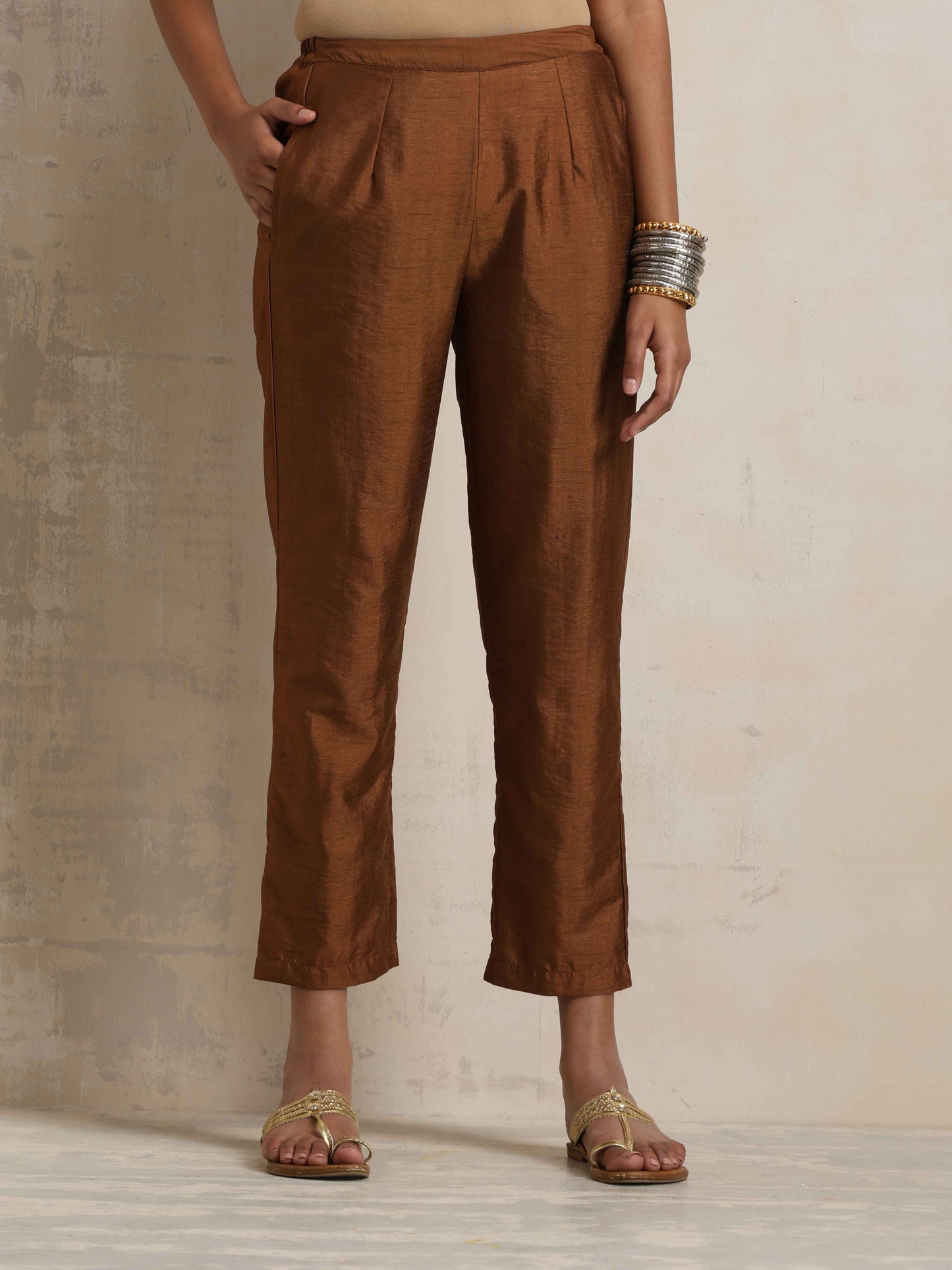trueBrowns Brown Silk Angrakha Co-ord Set - Distacart