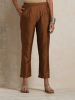 Thumbnail for trueBrowns Brown Silk Angrakha Co-ord Set