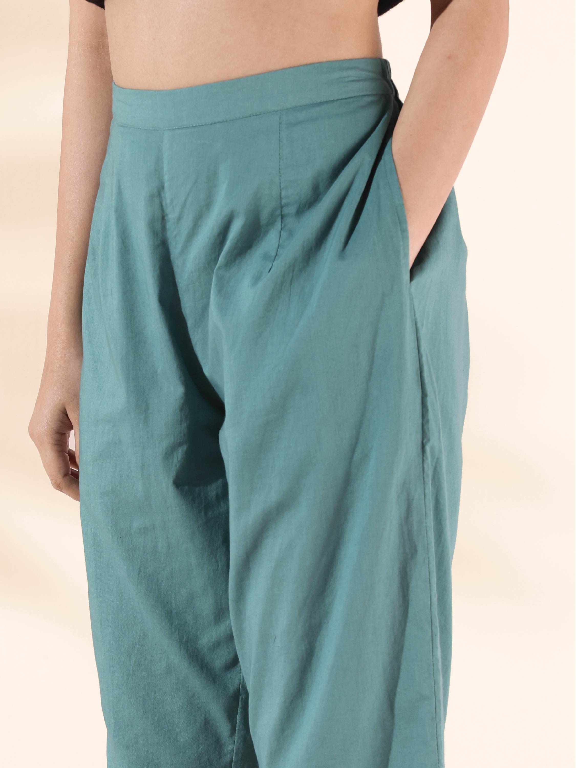trueBrowns Green Cotton Ikat Flared Co-ord Set - Distacart