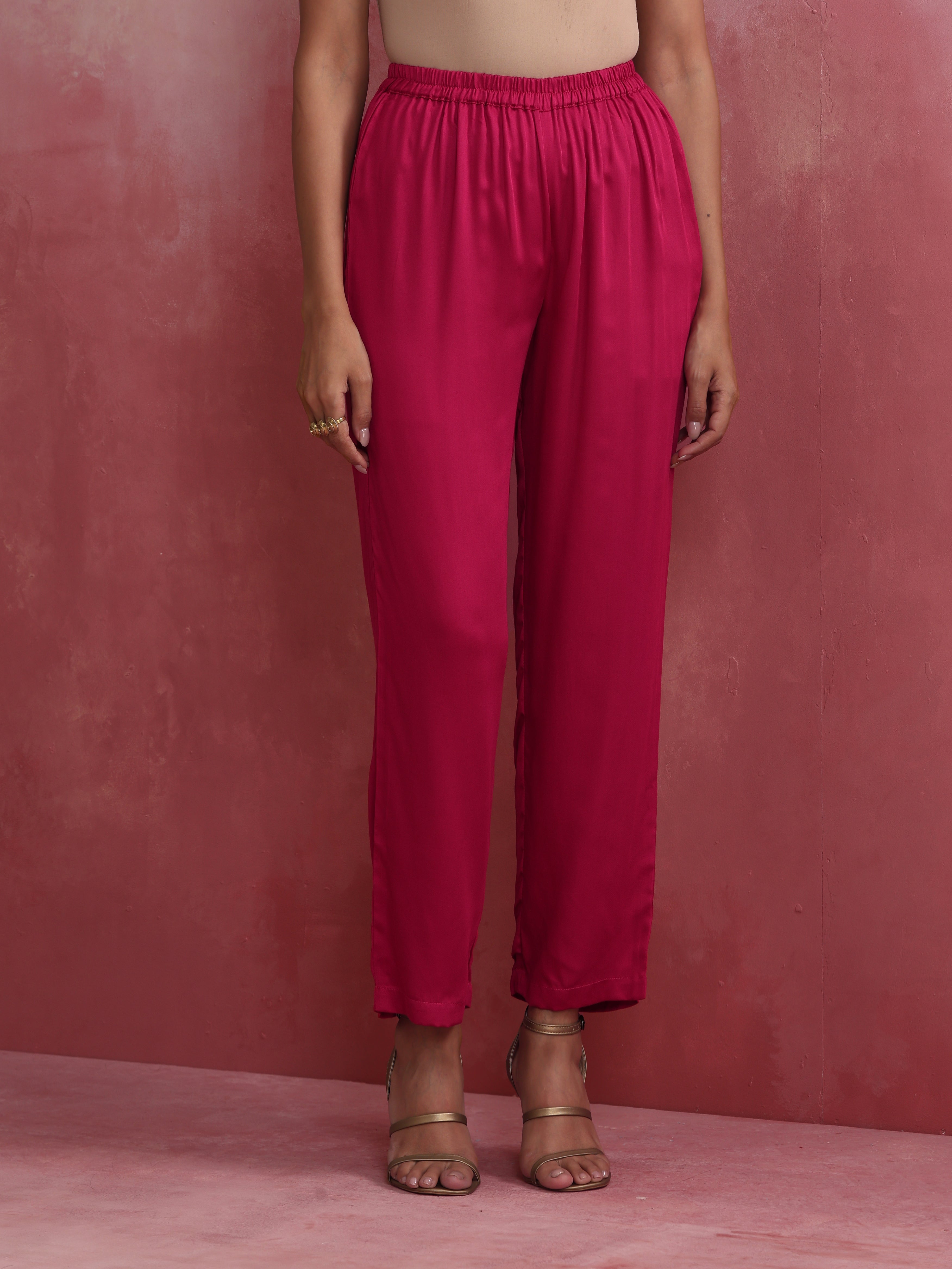 trueBrowns Magenta Highlow Modal Kurta Set - Distacart