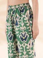 Thumbnail for trueBrowns Green Cotton Ikat Sleeveless Co-ord Set - Distacart