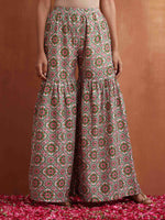 Thumbnail for trueBrowns Off White Geometric Print Sharara Set - Distacart