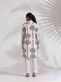 Thumbnail for trueBrowns White Cotton Stripe Print Kurta Co-ord Set