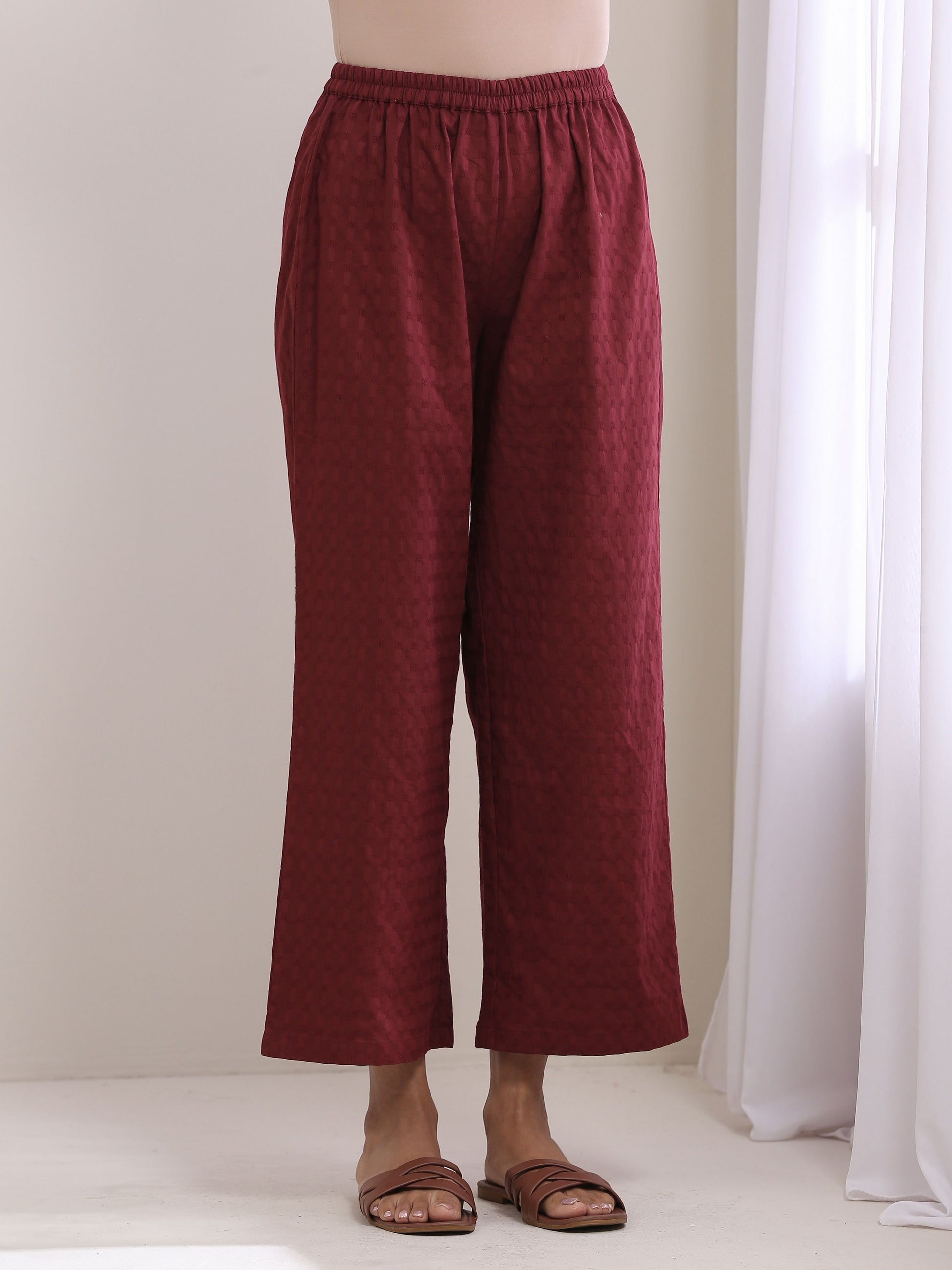 trueBrowns Ruby Wine Dobby Angrakha Pant Set - Distacart