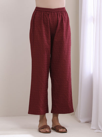 trueBrowns Ruby Wine Dobby Angrakha Pant Set - Distacart