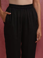 Thumbnail for trueBrowns Black Modal Round Neck Kurta Co-ord Set