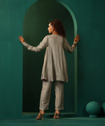 Thumbnail for trueBrowns Grey Silk Flared Co-ord Set - Distacart