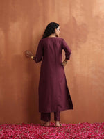 Thumbnail for trueBrowns Maroon Straight Kurta Set - Distacart