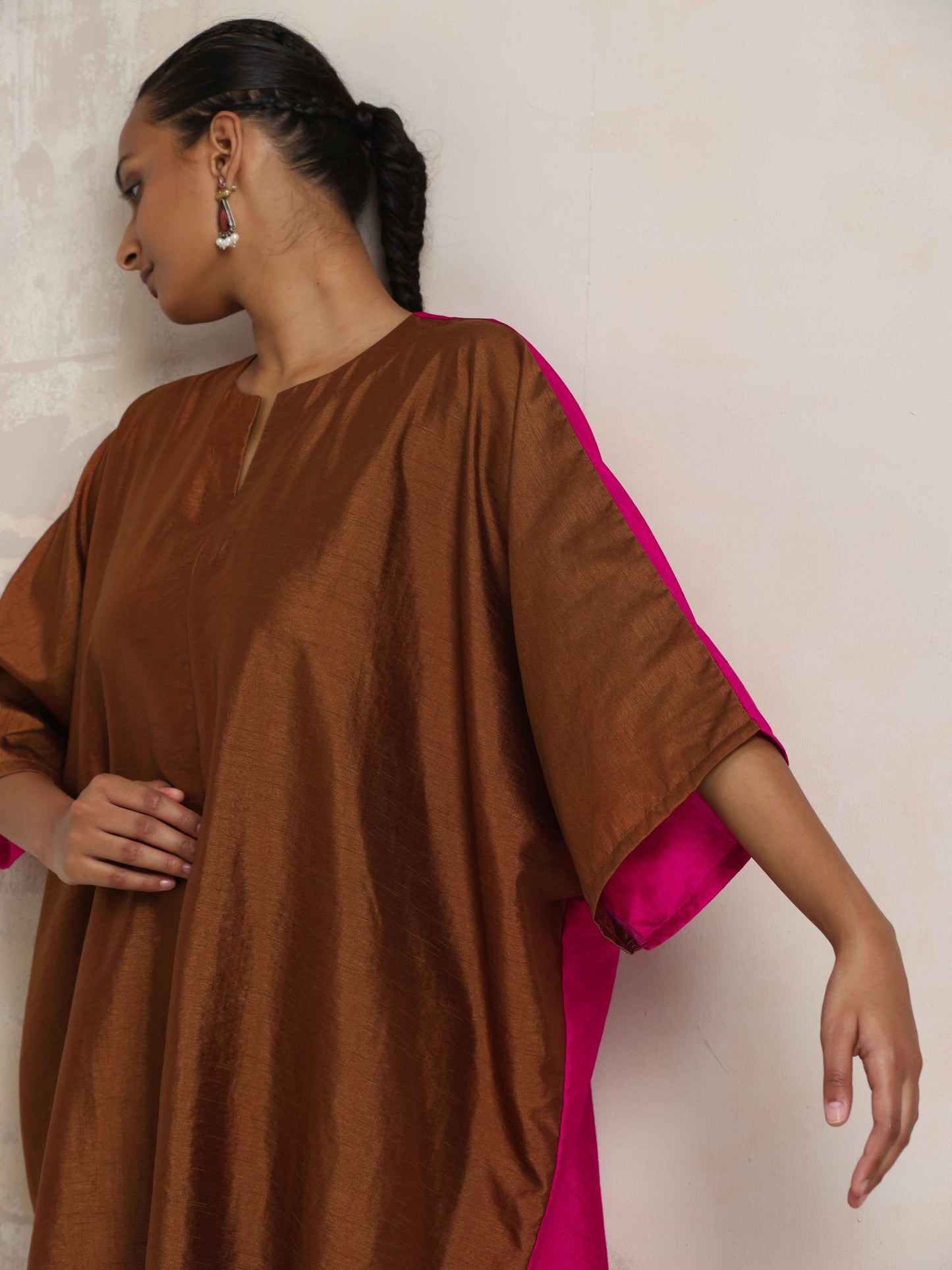 trueBrowns Brown Silk Co-ord Set - Distacart