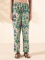 Thumbnail for trueBrowns Green Cotton Ikat Relaxed Co-ord Set - Distacart