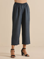 Thumbnail for trueBrowns Light Blue Slub Gathered Kurta Pant Set - Distacart