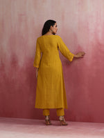Thumbnail for trueBrowns Mustard Cotton Dobby Kurta Set - Distacart