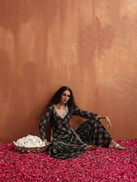Thumbnail for trueBrowns Green Foil Print Sharara Set