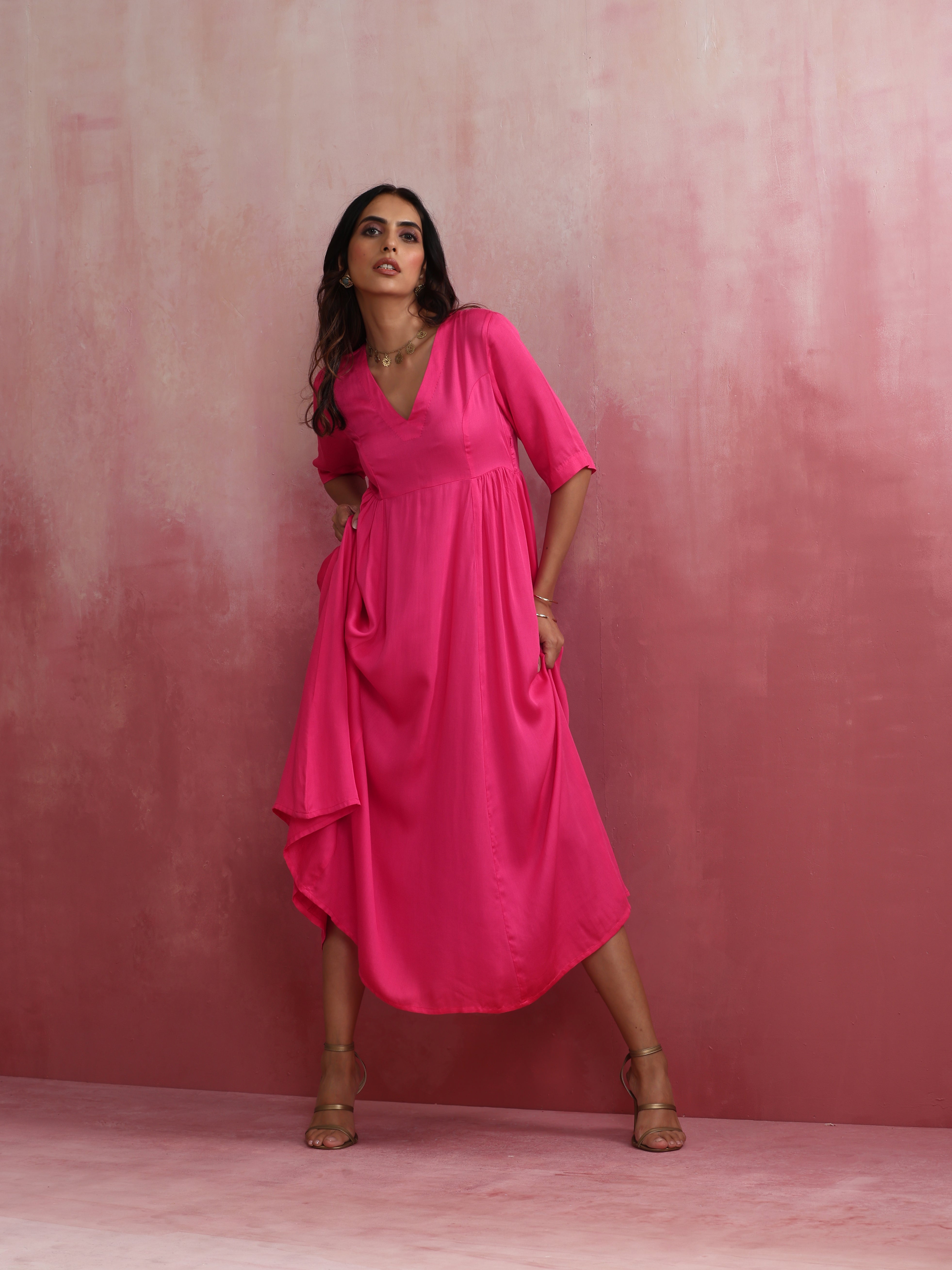 trueBrowns Modal Pink Dress - Distacart