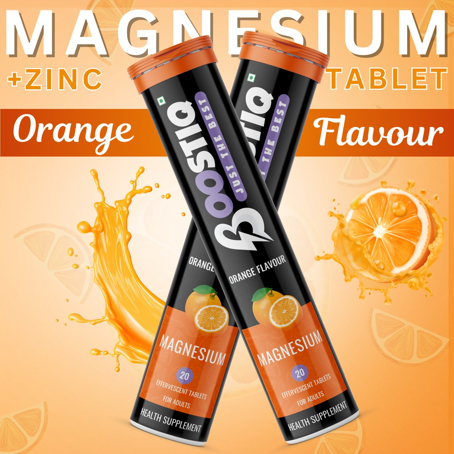 BOOSTIQ Magnesium Effervescent Tablets - Orange Flavour - Distacart
