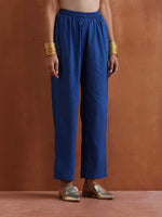 Thumbnail for trueBrowns Blue Metallic Flared Anarkali Kurta Set