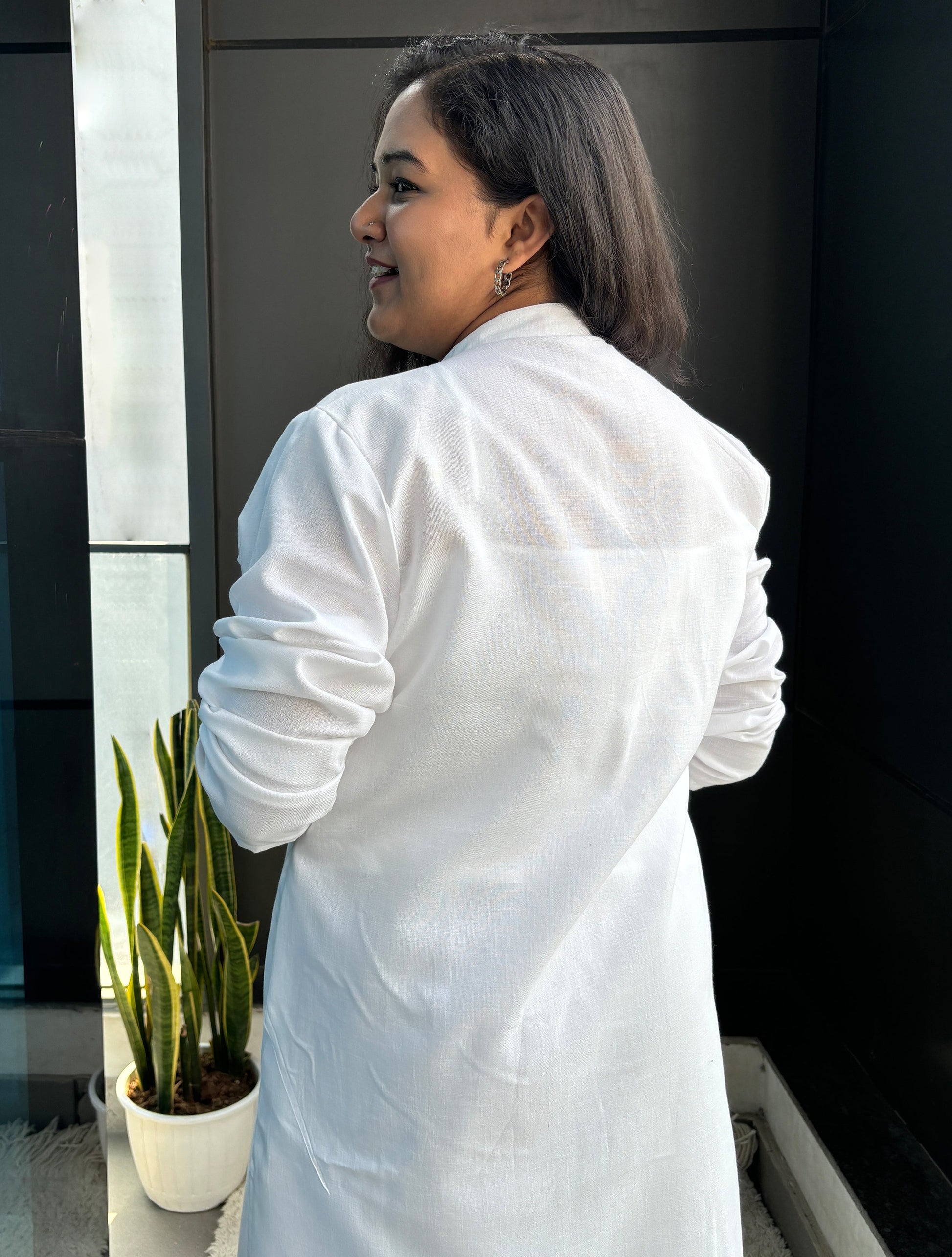 trueBrowns White Slub Kurta - Distacart