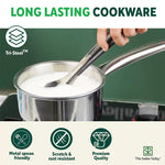 Thumbnail for The Indus Valley TurboCuk Tri-ply Stainless Steel Cookware Set: 2.2L Kadai+ 1.4L Frypan+  1.2L Tea/Milk pan, Premium Quality, 3 Layer Thick Body, 100% Toxin-free, Non-stick, Induction & Gas