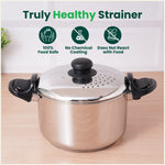 Thumbnail for The Indus Valley Tri-steel Stainless Steel Rice Pot with Strainer Lid & Lockable Bakelite Handles, Tri-ply 3-Layer Heavy Bottom | Noodle/Pasta/Corn/Soya/Veggies Boiler Pot, Steamer Cooker, Induction & Gas, 1.08 Kg, 19cm, 3.5 L