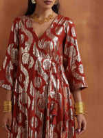 Thumbnail for trueBrowns Rust Metallic Angrakha Kurta Set