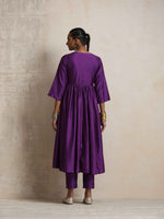 Thumbnail for trueBrowns Purple Silk Anarkali Flared Kurta Set - Distacart