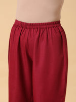 Thumbnail for trueBrowns Cotton Linen Maroon Sleeveless Kurta Pant Set - Distacart