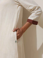Thumbnail for trueBrowns Off-White Cotton Linen Kurta Pant Set