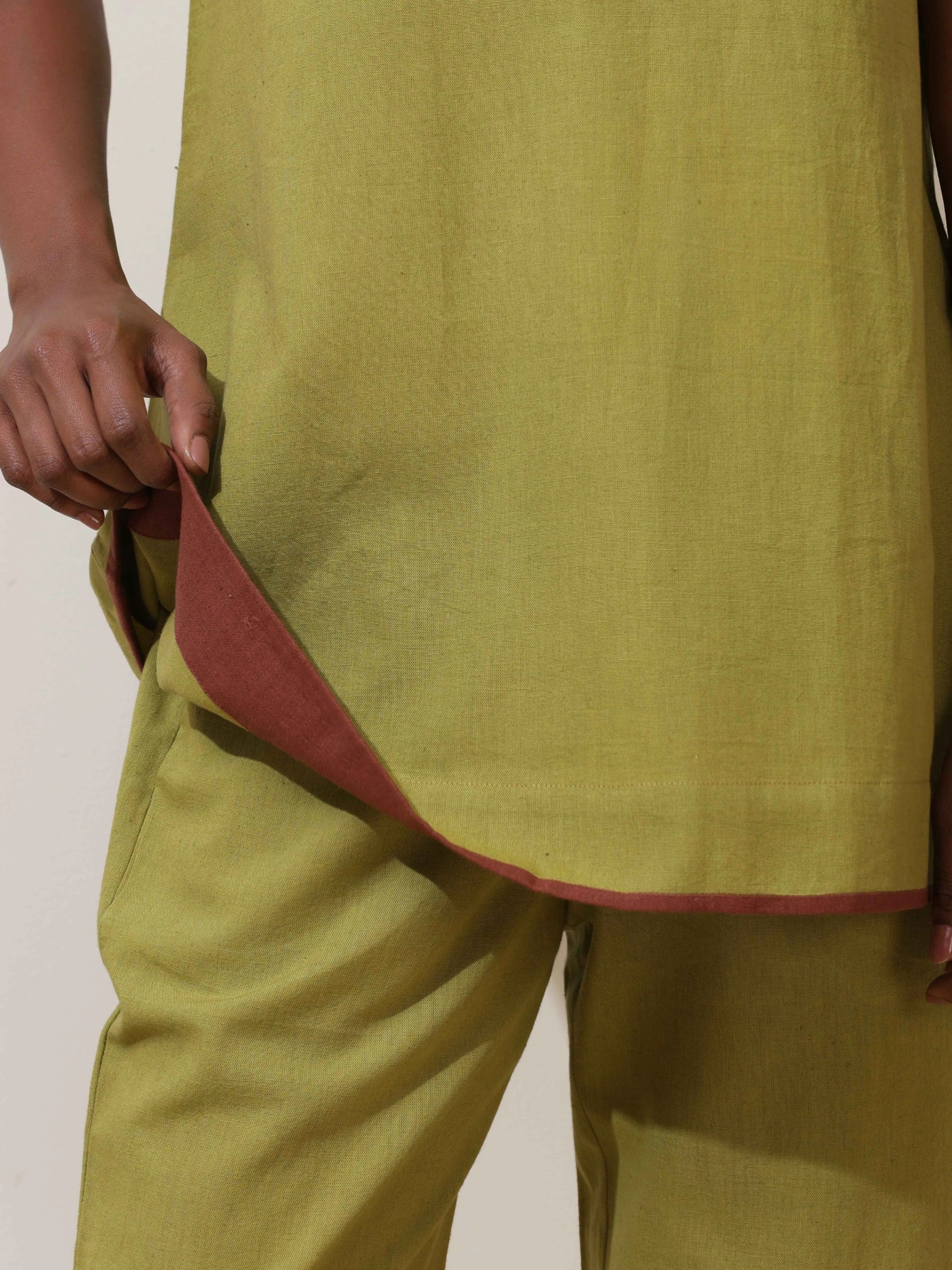 trueBrowns Pear Green Cotton Linen Co-Ord Set