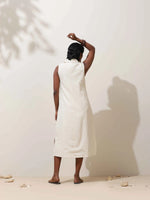 Thumbnail for trueBrowns Off-White Cotton Linen Dress