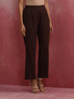 Thumbnail for trueBrowns Mauve Cotton Dobby Front Slit Kurta Set - Distacart