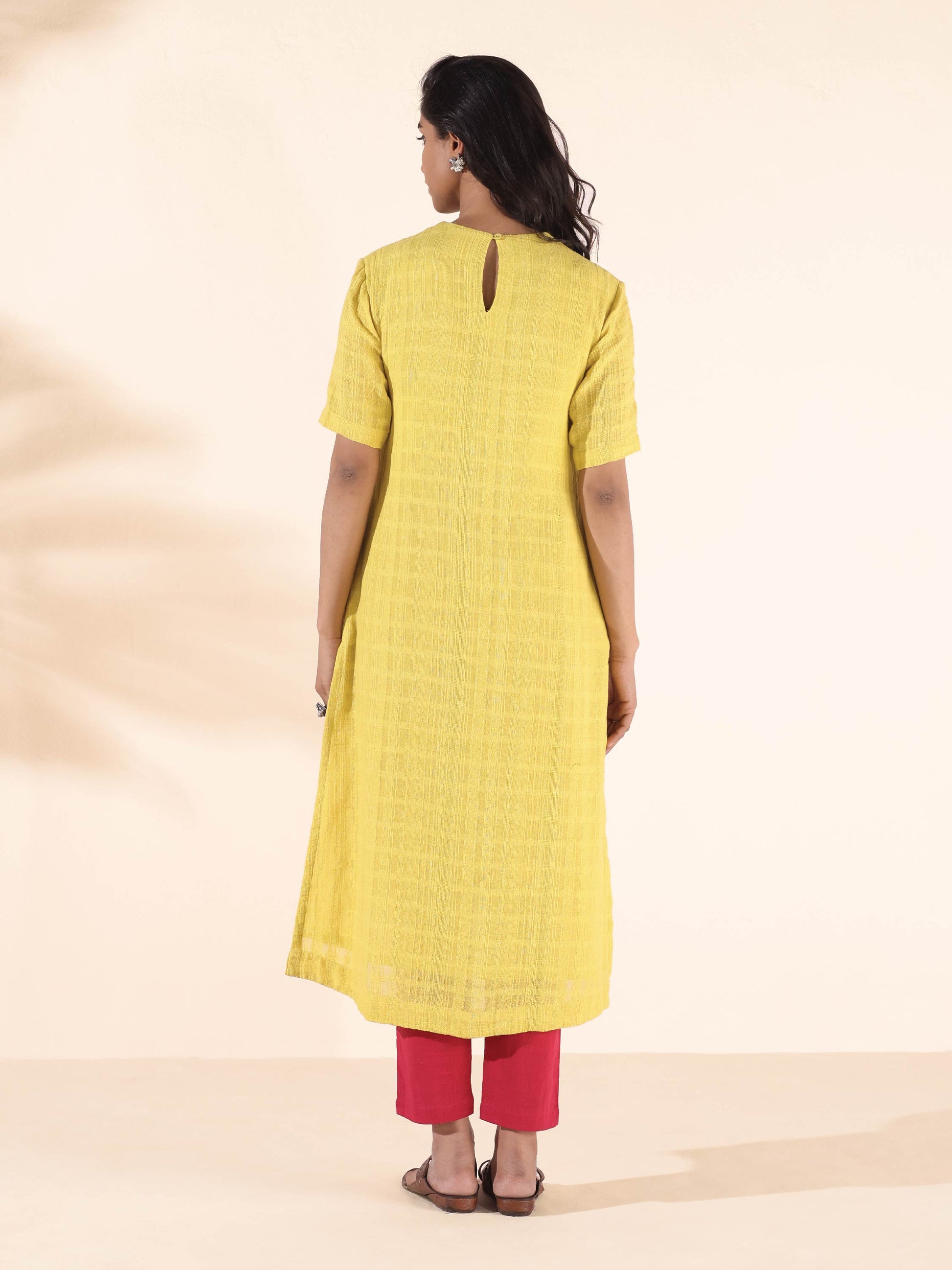 trueBrowns Lime Cotton Dobby Kurta Pant Set - Distacart