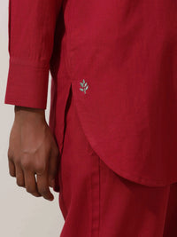 Thumbnail for trueBrowns Maroon Cotton Linen Co-Ord Set