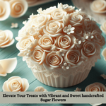 Thumbnail for sugar roses for cake cupcake decoration ivory 120 gms