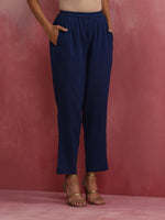 Thumbnail for trueBrowns Dark Blue Cotton Dobby Kurta Co-ord set