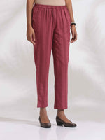 Thumbnail for trueBrowns Maroon Cotton Flared Kurta Set