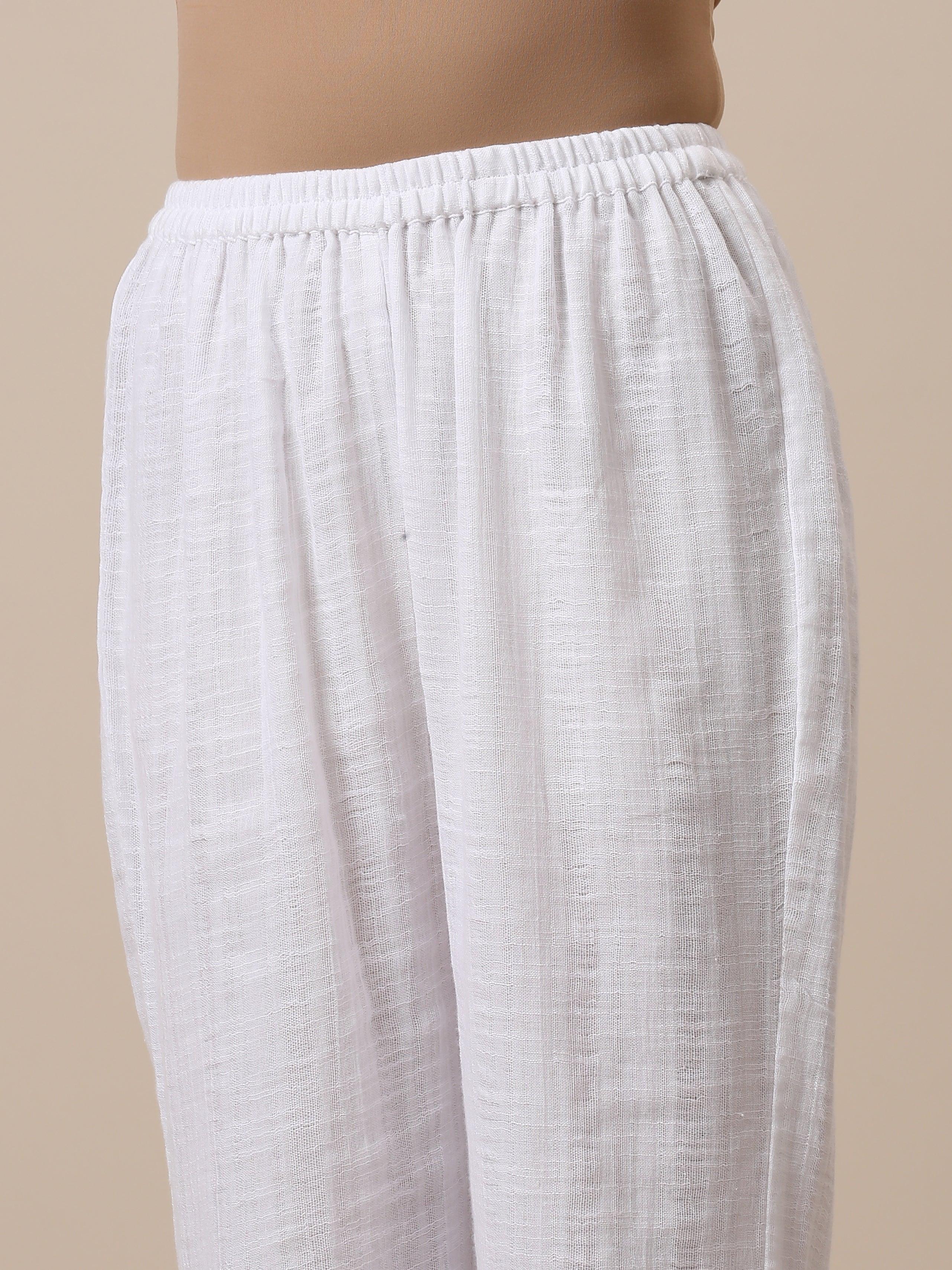 trueBrowns Gauze White Short Co-Ord Set - Distacart