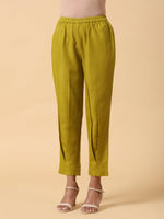 Thumbnail for trueBrowns Cotton Linen Lime Green Pleated Co-Ord Set | Relove