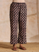 Thumbnail for trueBrowns Rust Red Bagru Floral Print Cotton Panel Kaftan Kurta Pant Set - Distacart